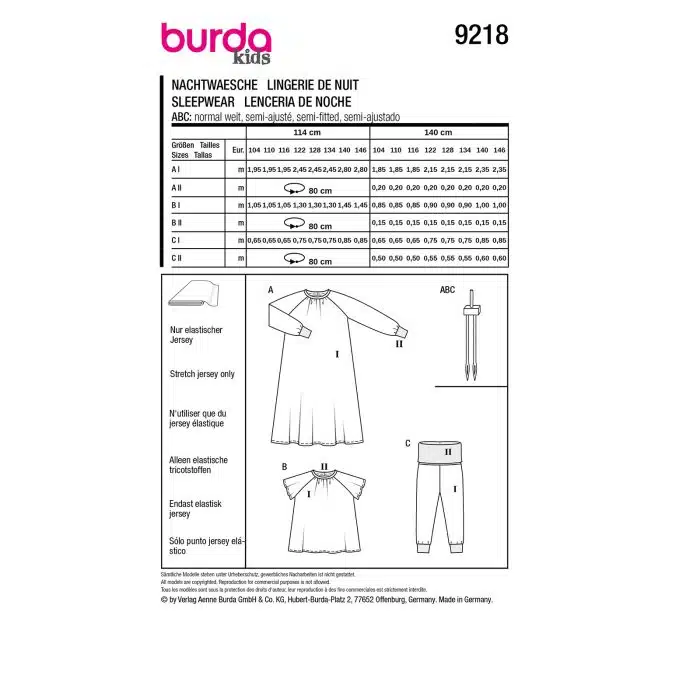 Burda Patroon 9218 - Nachtmode