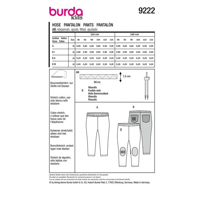 Burda Patroon 9222 - Broek in Variaties