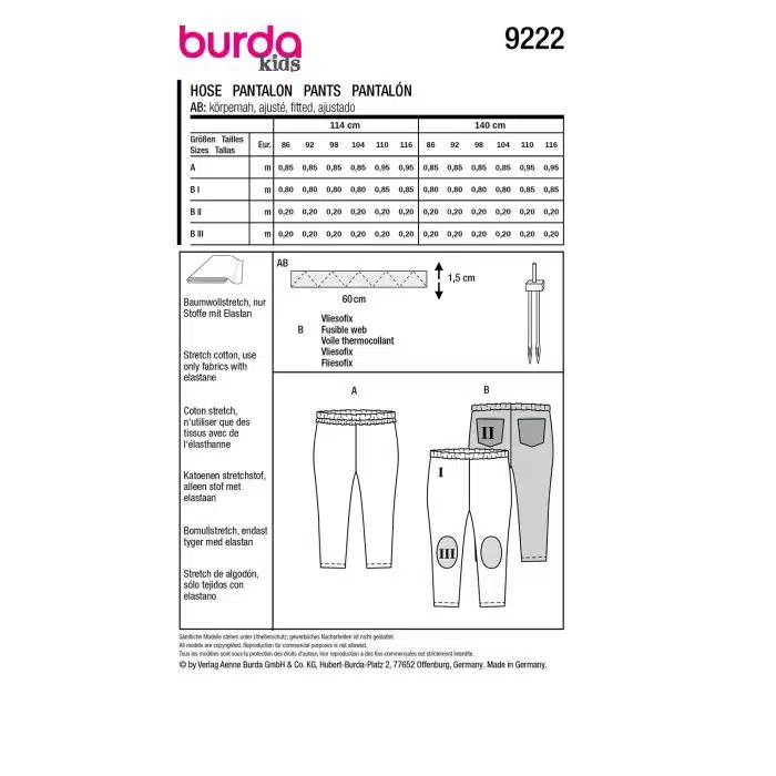 Burda Patroon 9222 - Broek in Variaties