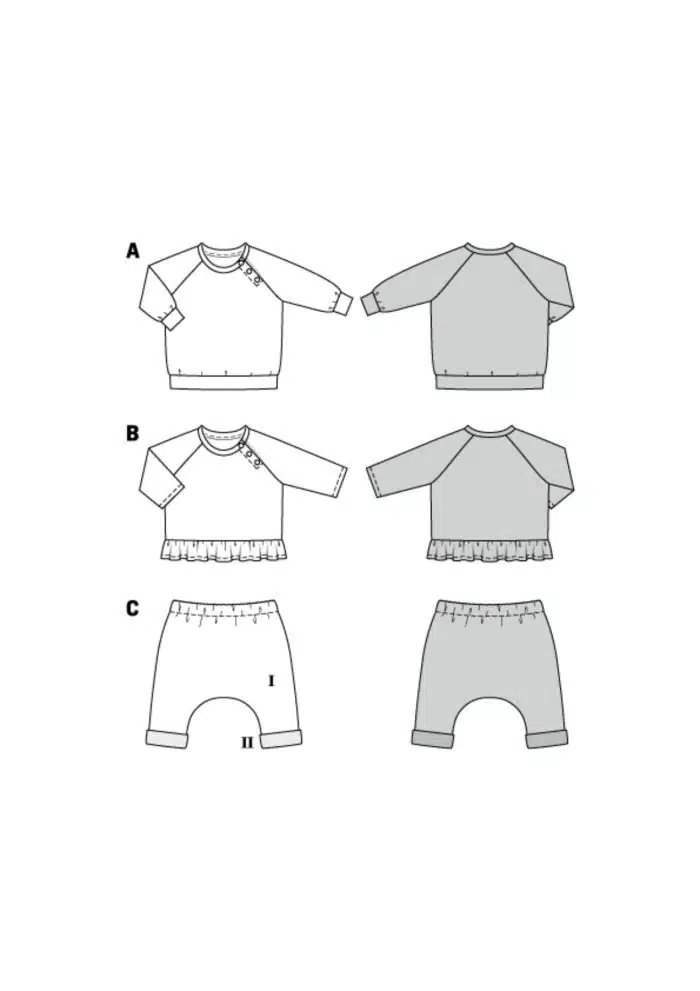 Burda Groen 9312 - Babykleding in Variaties