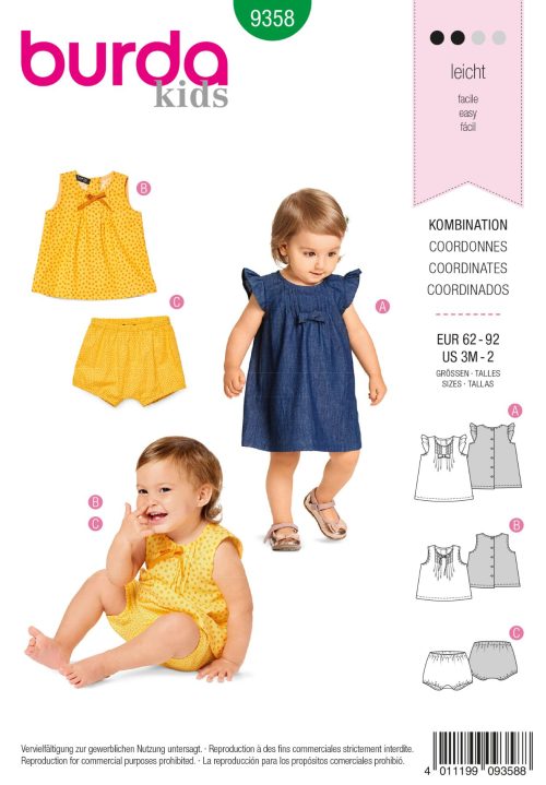 Burda Groen 9358 - Jurk, top en broek