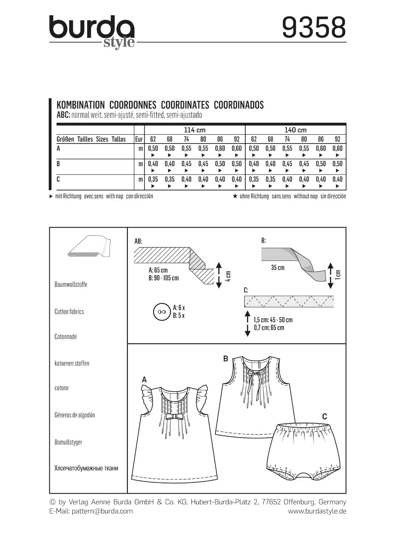 Burda Groen 9358 - Jurk, top en broek