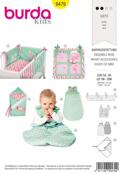 Burda Geel 9479 - Baby accessoires