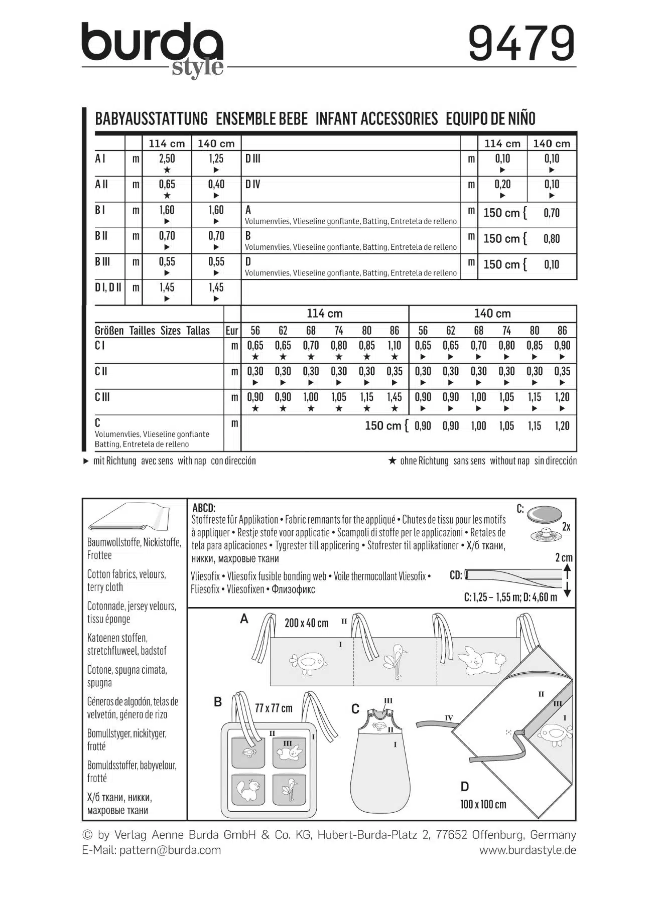 Burda Patroon 9479 - Baby accessoires