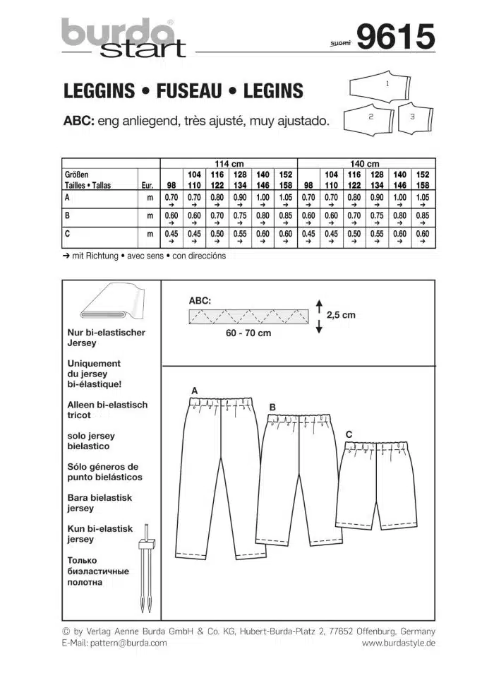 Burda Rood 9615 - Legging in variaties