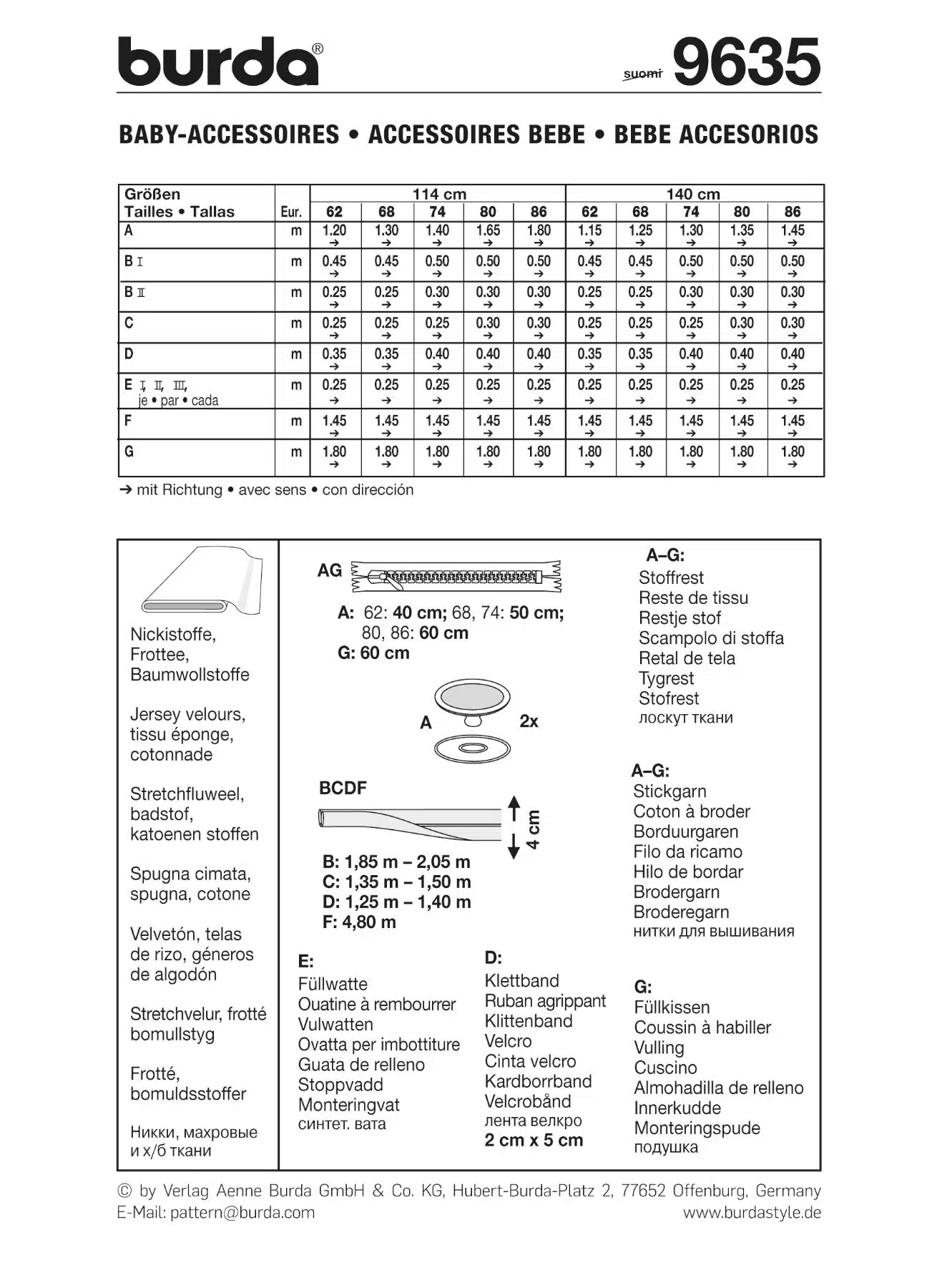 Burda Geel 9635 - Baby accessoires