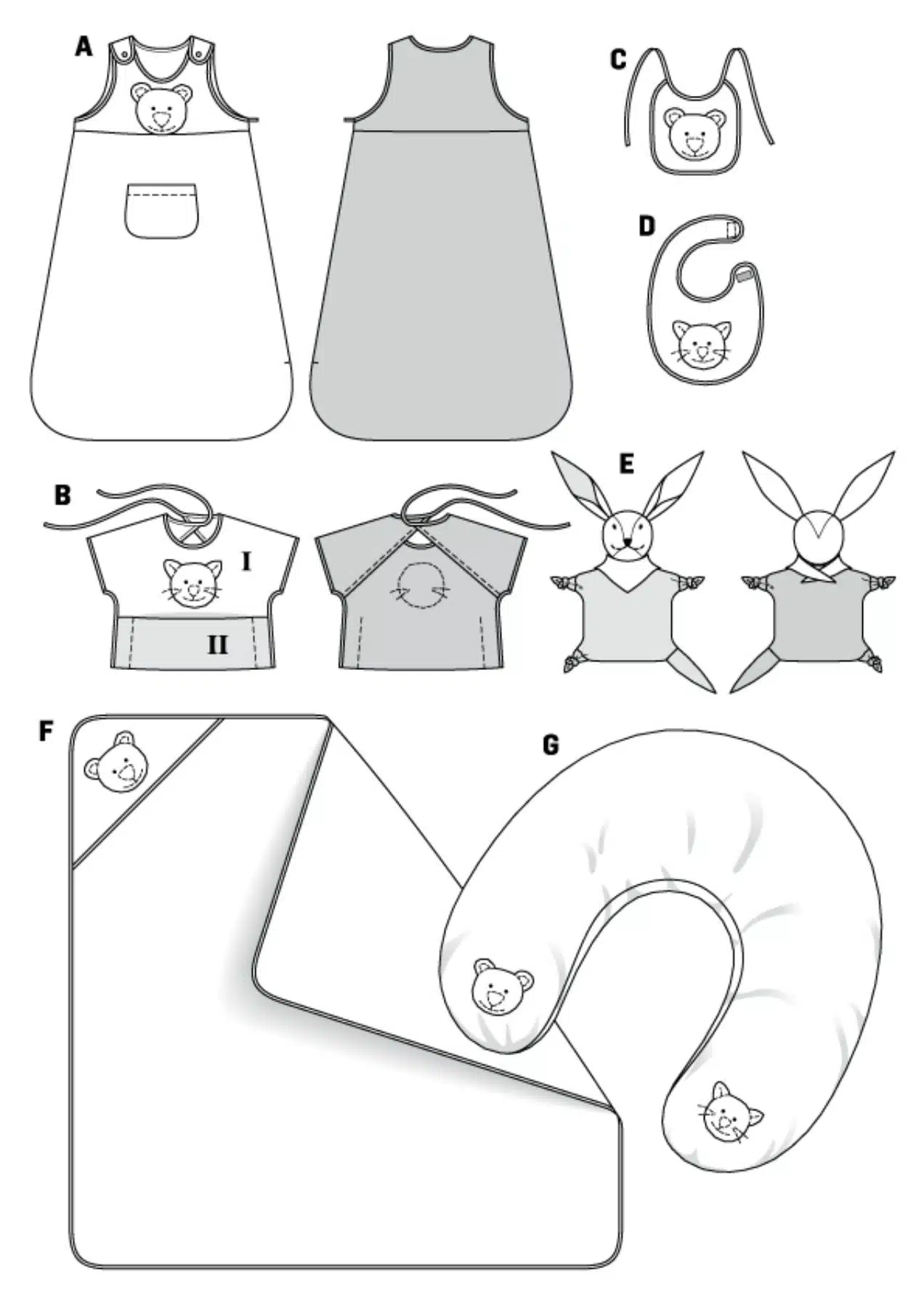 Burda Geel 9635 - Baby accessoires