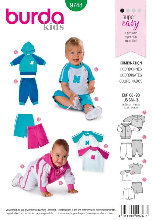 Burda Groen 9748 - Combinatie: vest, shirt en broek