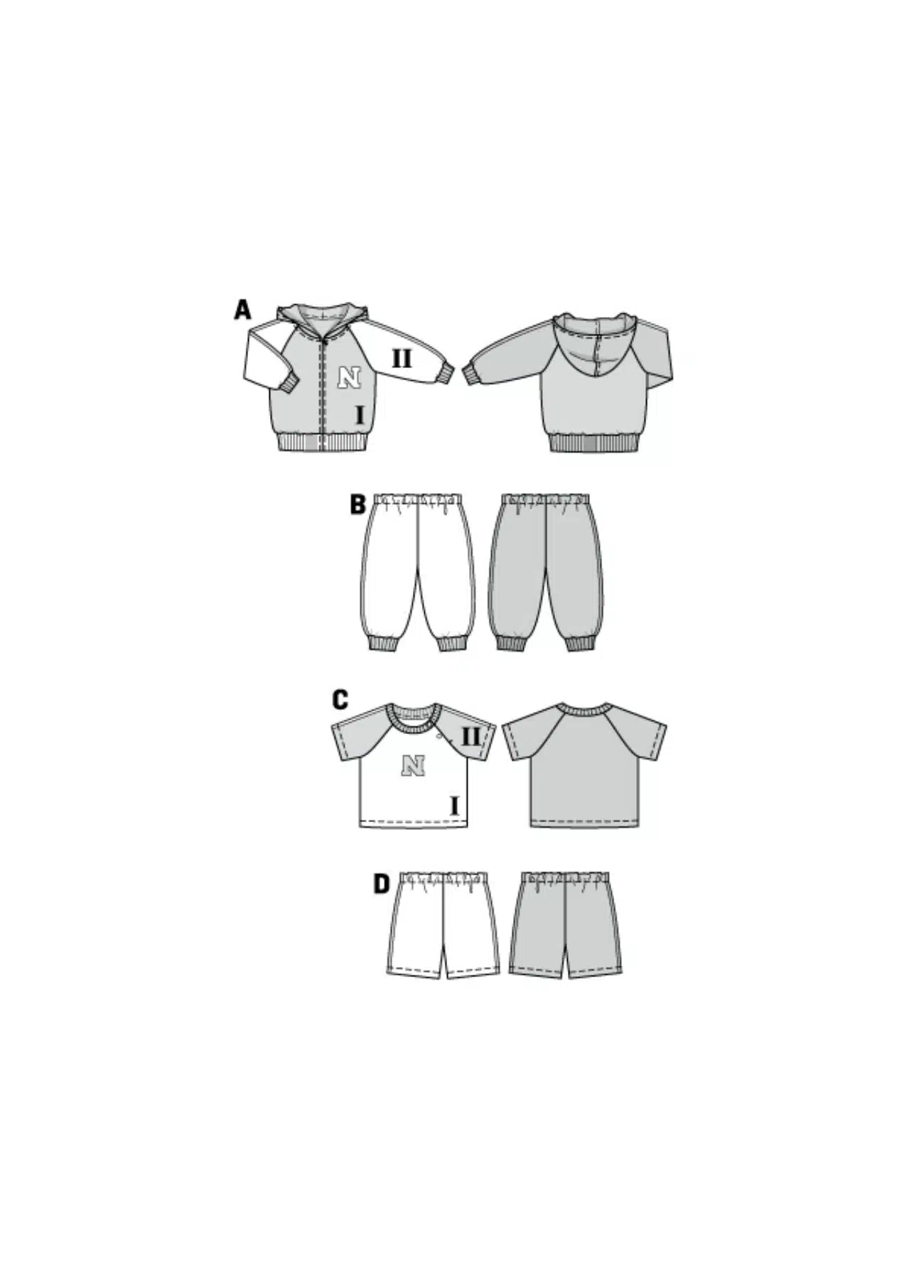 Burda Groen 9748 - Combinatie: vest, shirt en broek