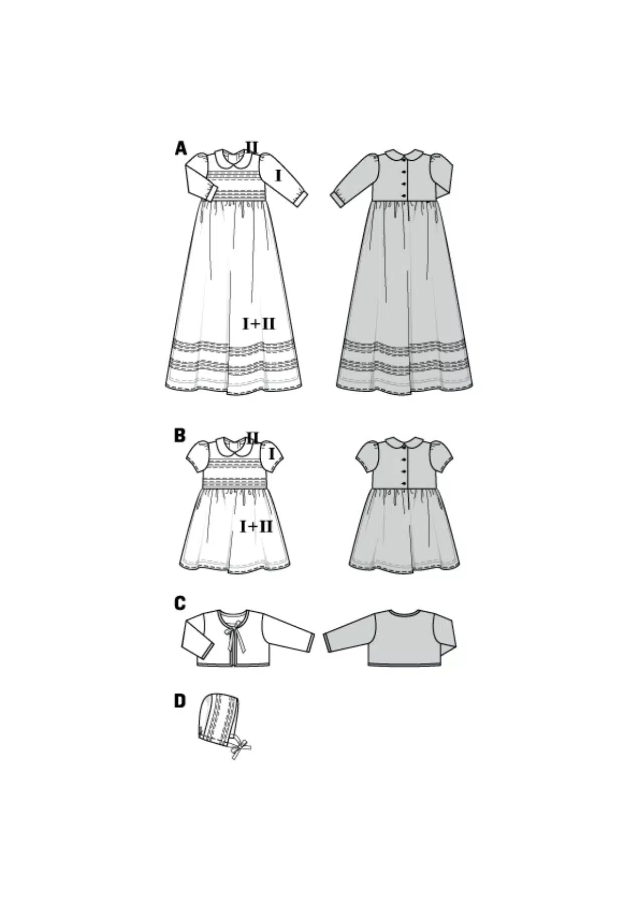 Burda Geel 9804 - Doopjurk in variaties, vest en hoed