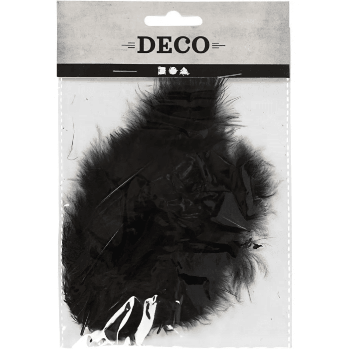Marabou Veertjes 5-12cm Zwart 15stuks