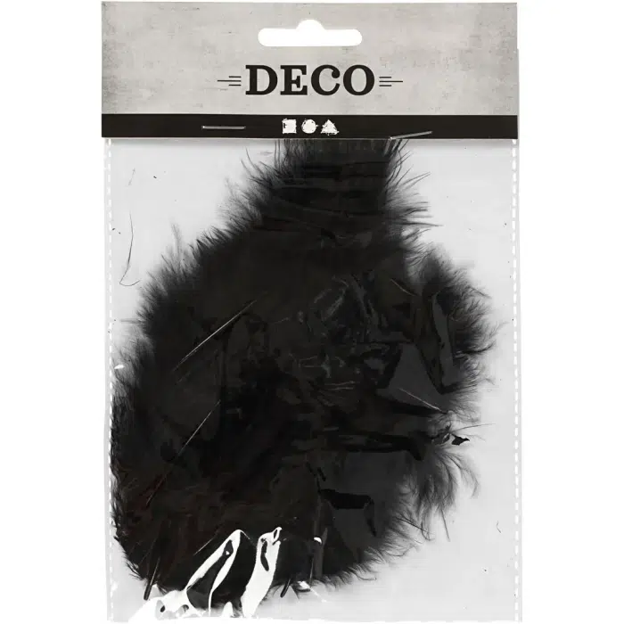 Marabou Veertjes 5-12cm Zwart 15stuks