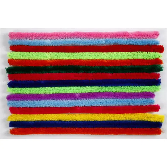 Chenille Assortie 15mmx30cm 15stuks