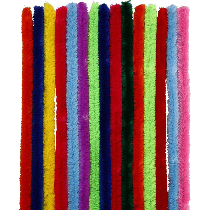 Chenille Assortie 15mmx30cm 15stuks