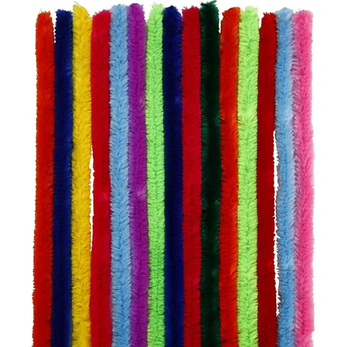 Chenille Assortie 15mmx30cm 15stuks