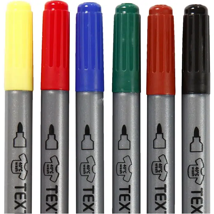 Textielverfstiften Assortie Basic 2.3-3.6mm 6stuks