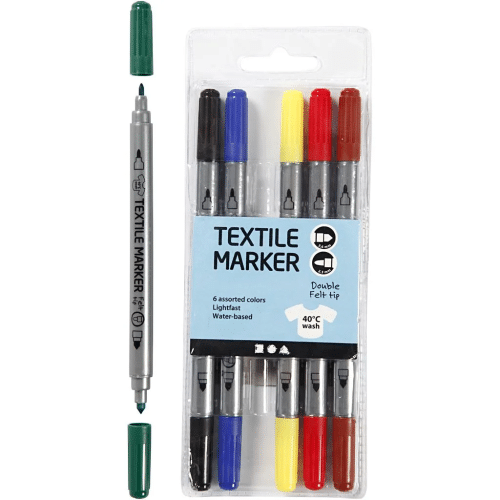 Textielverfstiften Assortie Basic 2.3-3.6mm 6stuks