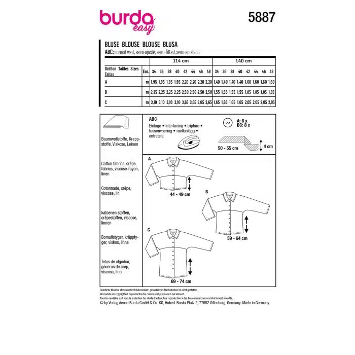 Burda Patroon 5887 - Blouse in Variaties