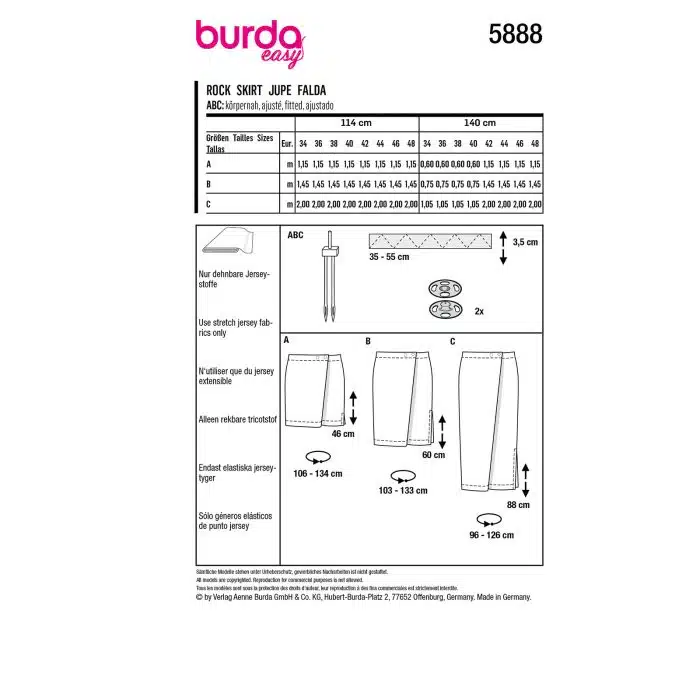 Burda Patroon 5888 - Rok in Variaties