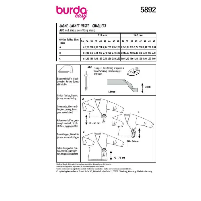 Burda Patroon 5892 - Vest in Variaties