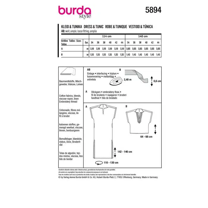 Burda Patroon 5894 - Jurk en Tuniek