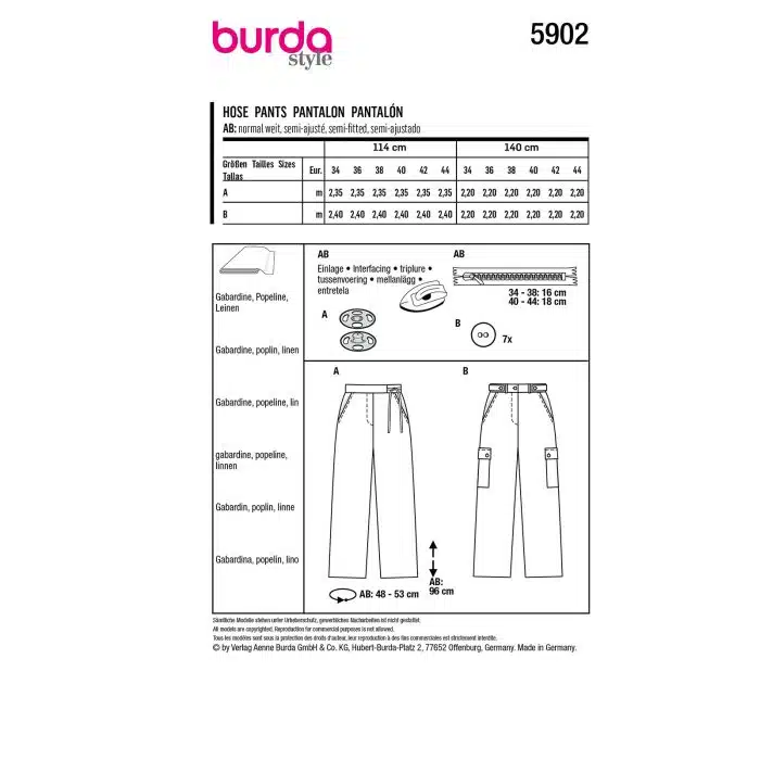 Burda Patroon 5902 - Broek in Variaties
