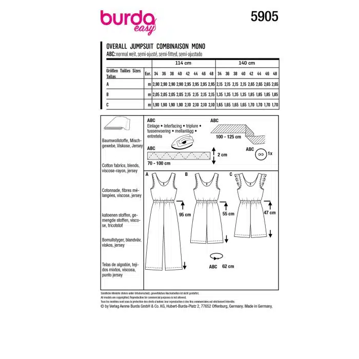 Burda Patroon 5905 - Jumpsuit in Variaties