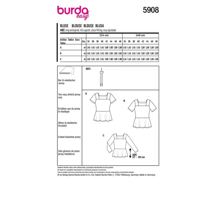 Burda Patroon 5908 - Shirt in Variaties