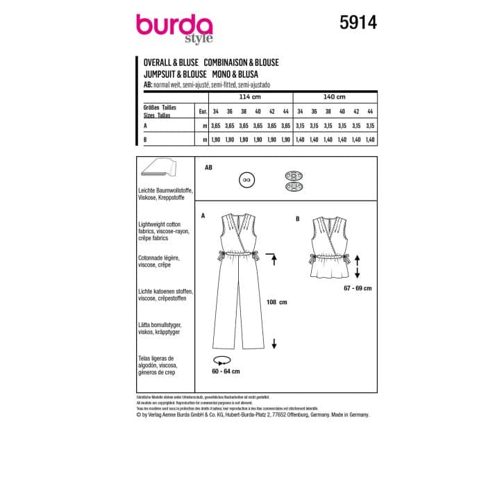 Burda Patroon 5914 - Jumpsuit en Blouse