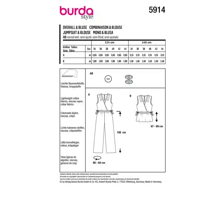 Burda Patroon 5914 - Jumpsuit en Blouse