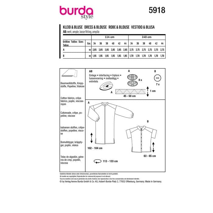 Burda Patroon 5918 - Jurk en Blouse