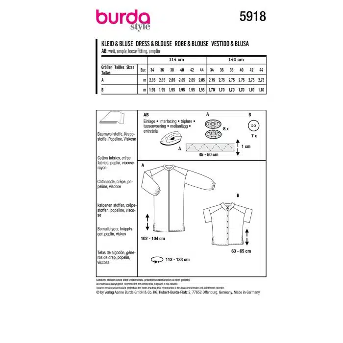 Burda Patroon 5918 - Jurk en Blouse