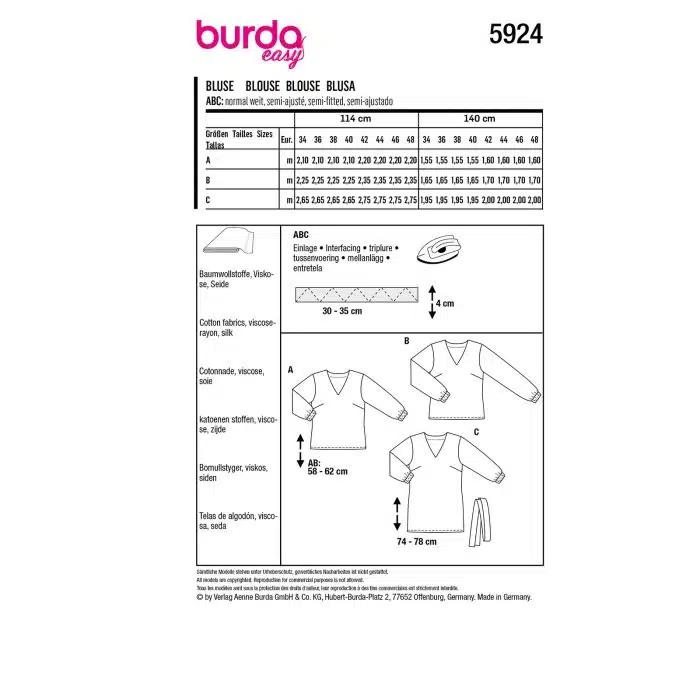 Burda Patroon 5924 - Blouse in Variaties