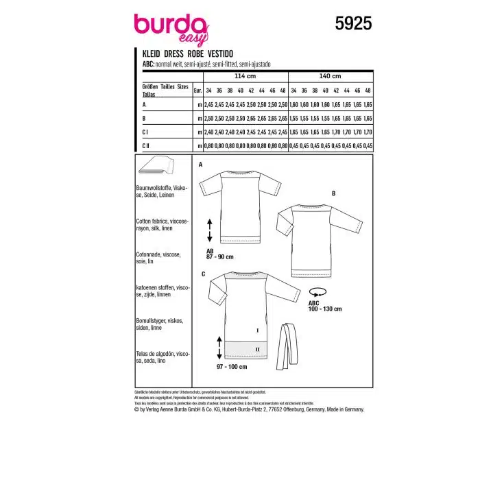 Burda Patroon 5925 - Jurk in Variaties