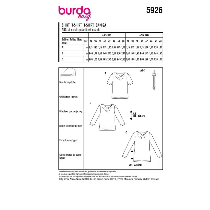 Burda Patroon 5926 - Shirt in Variaties