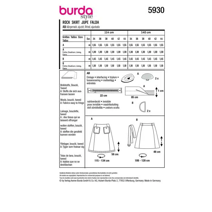 Burda Patroon 5930 - Rok in Variaties