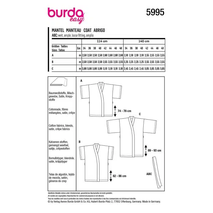Burda Patroon 5995 - Vest in Variaties