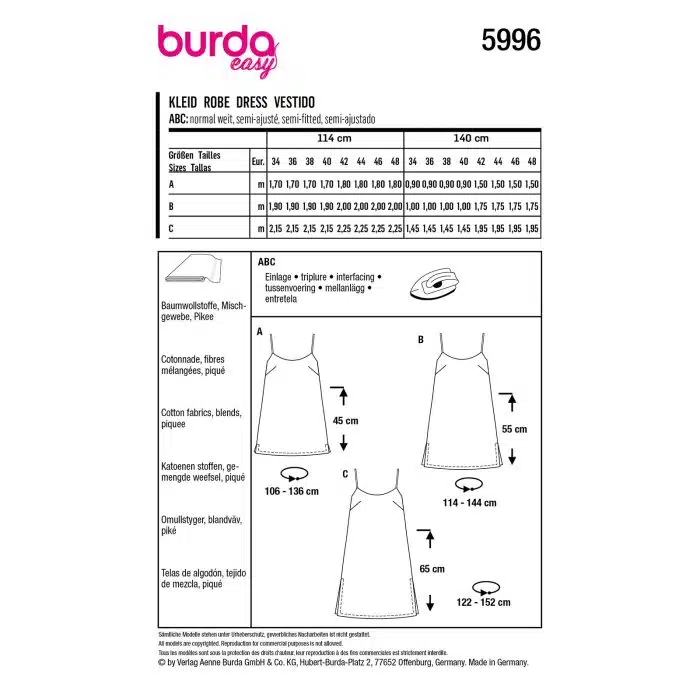 Burda Patroon 5996 - Jurk in Variaties