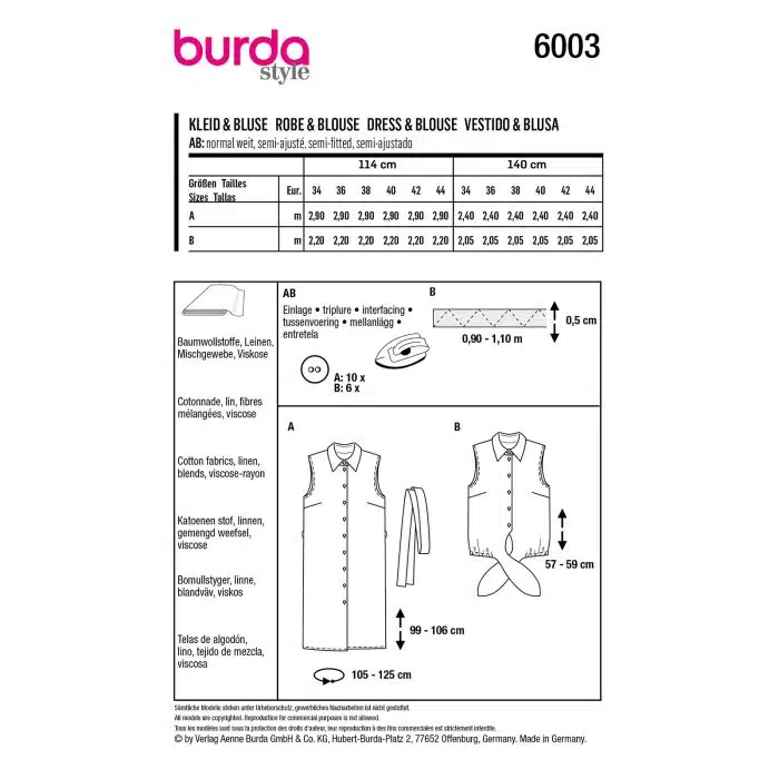 Burda Patroon 6003 - Jurk en Blouse