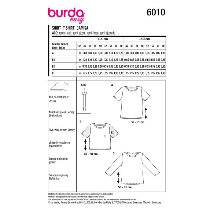 Burda Patroon 6010 - Shirt in Variaties