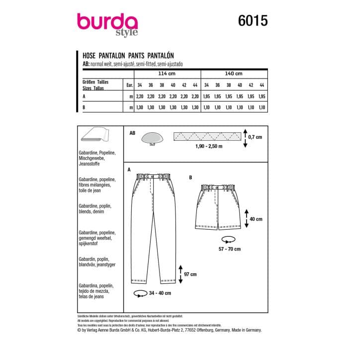 Burda Patroon 6015 - Broek in Variaties