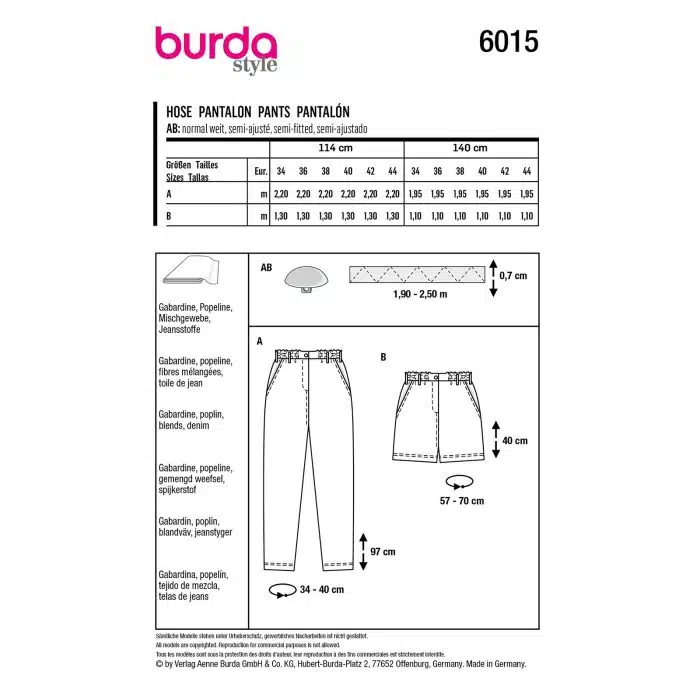 Burda Patroon 6015 - Broek in Variaties