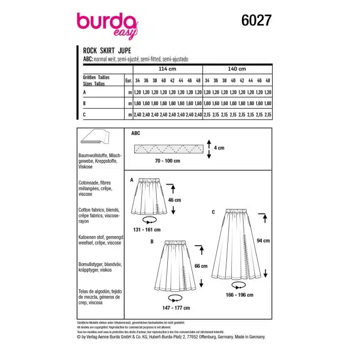 Burda Patroon 6027 - Rok in Variaties