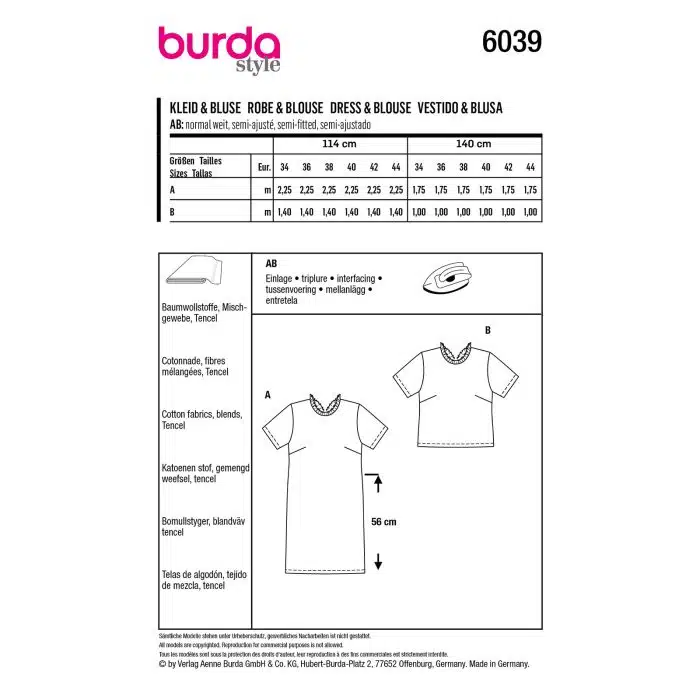 Burda Patroon 6039 - Jurk en Blouse