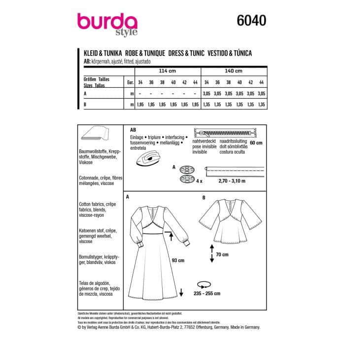 Burda Patroon 6040 - Jurk en Tuniek