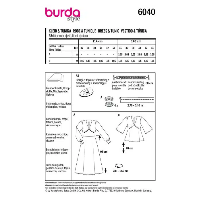 Burda Patroon 6040 - Jurk en Tuniek
