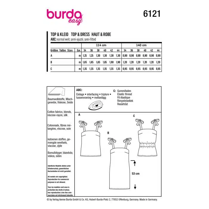 Burda Patroon 6121 - Top in Variaties en Jurk