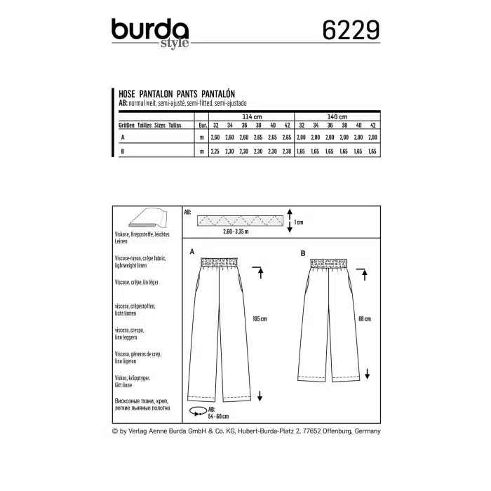 Burda Patroon 6229 - Broek in Variaties
