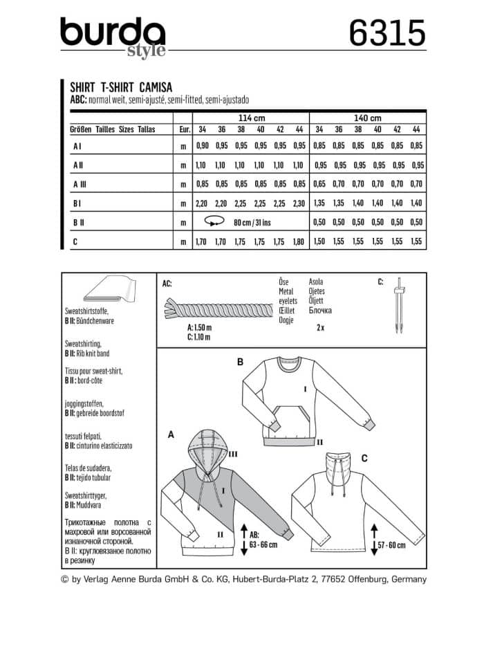 Burda Patroon 6315 - Shirt in variaties