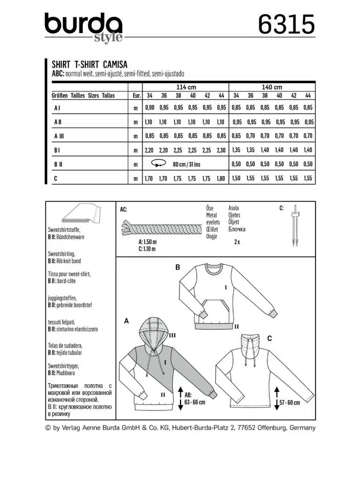 Burda Patroon 6315 - Shirt in variaties